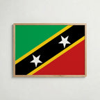 Saint Kitts and Nevis National Flag Poster i ekram – inramad konsttryck för stilren inredning hos Bozetto
