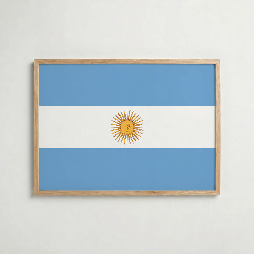 Argentina National Flag Poster i ekram – inramad konsttryck för stilren inredning hos Bozetto