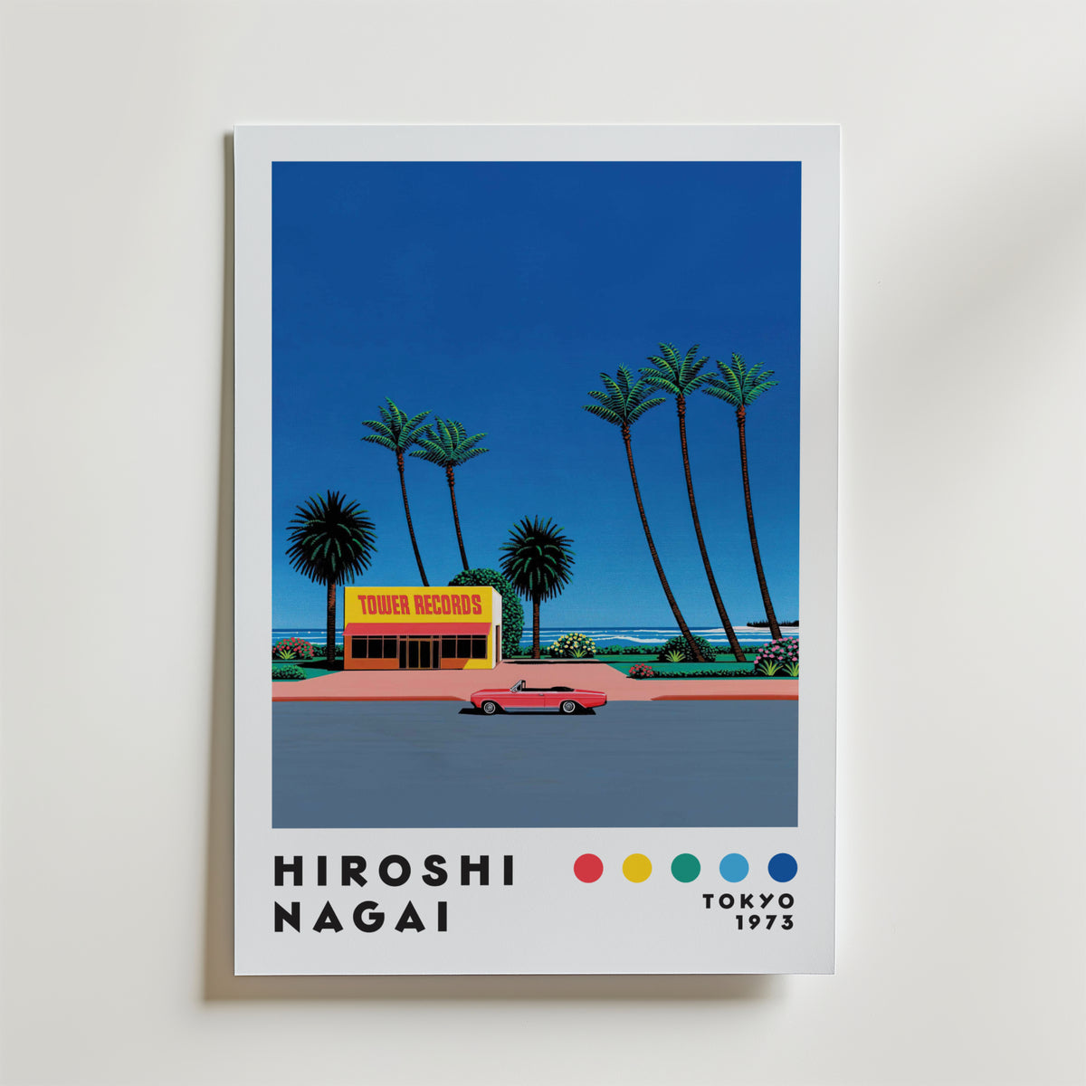 Mockup av Hiroshi Nagai Tower Records affisch på vägg – köp enkelt hos Bozetto i hög kvalitet