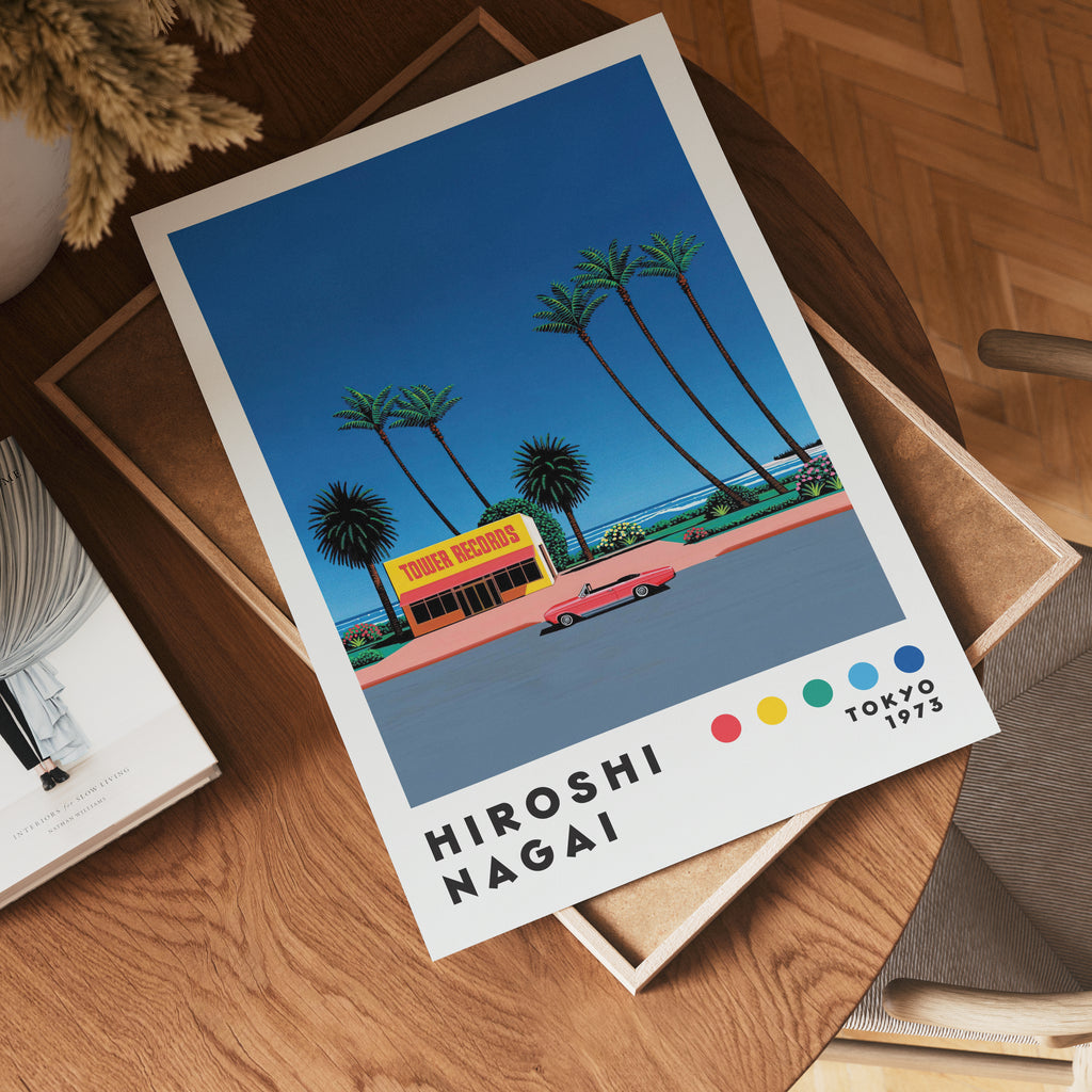 Väggmockup med Hiroshi Nagai Tower Records – köp enkelt hos Bozetto affisch i hög kvalitet