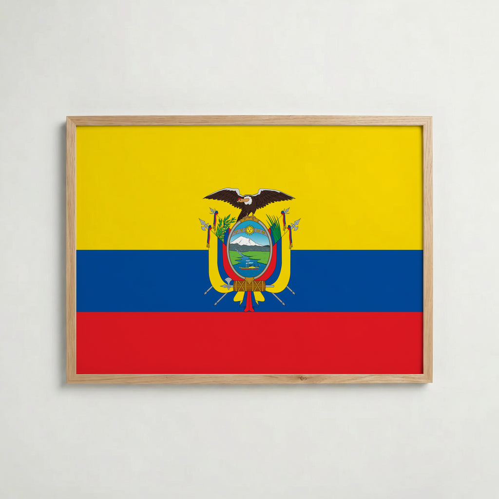 Ecuador National Flag Poster i ekram – inramad konsttryck för stilren inredning hos Bozetto