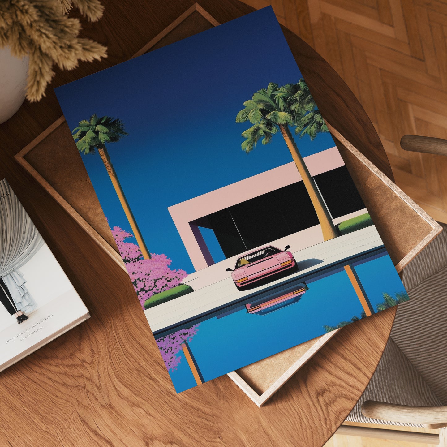 Rose Sportscar Hiroshi Retro Poster