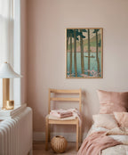 Mockup av Whispering Pines affisch på vägg – köp enkelt hos Bozetto i hög kvalitet