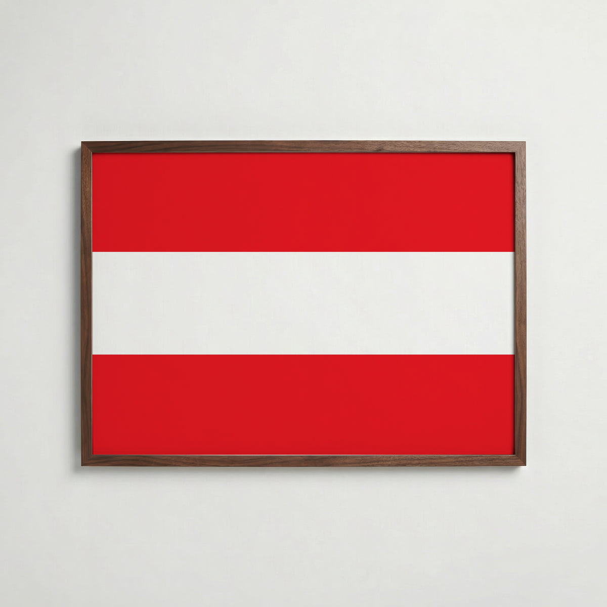 Austria National Flag Poster i valnötsram – varm konstaffisch för hemmet från Bozetto