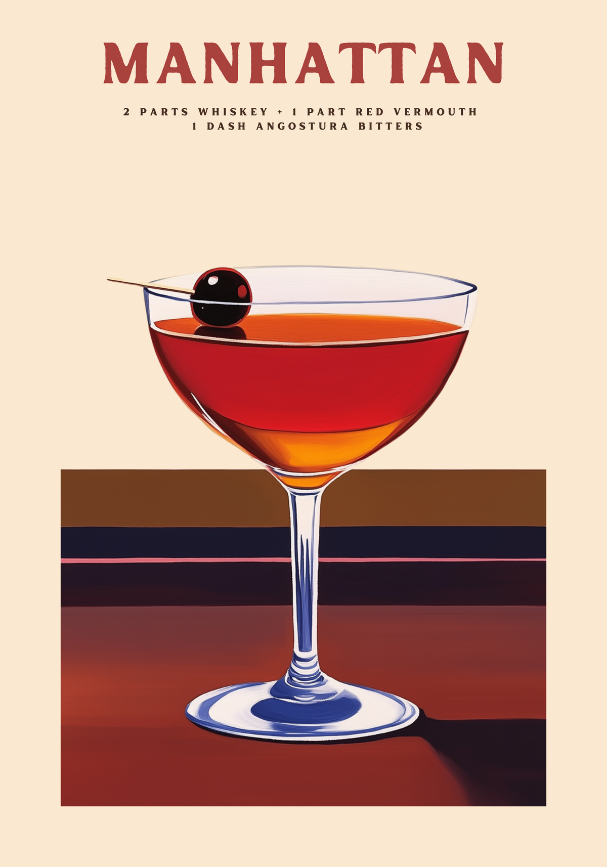 Manhattan No.2 Drink – affisch med snyggt motiv, köp enkelt hos Bozetto i flera storlekar