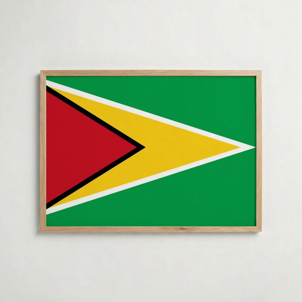 Guyana National Flag Poster i ekram – inramad konsttryck för stilren inredning hos Bozetto