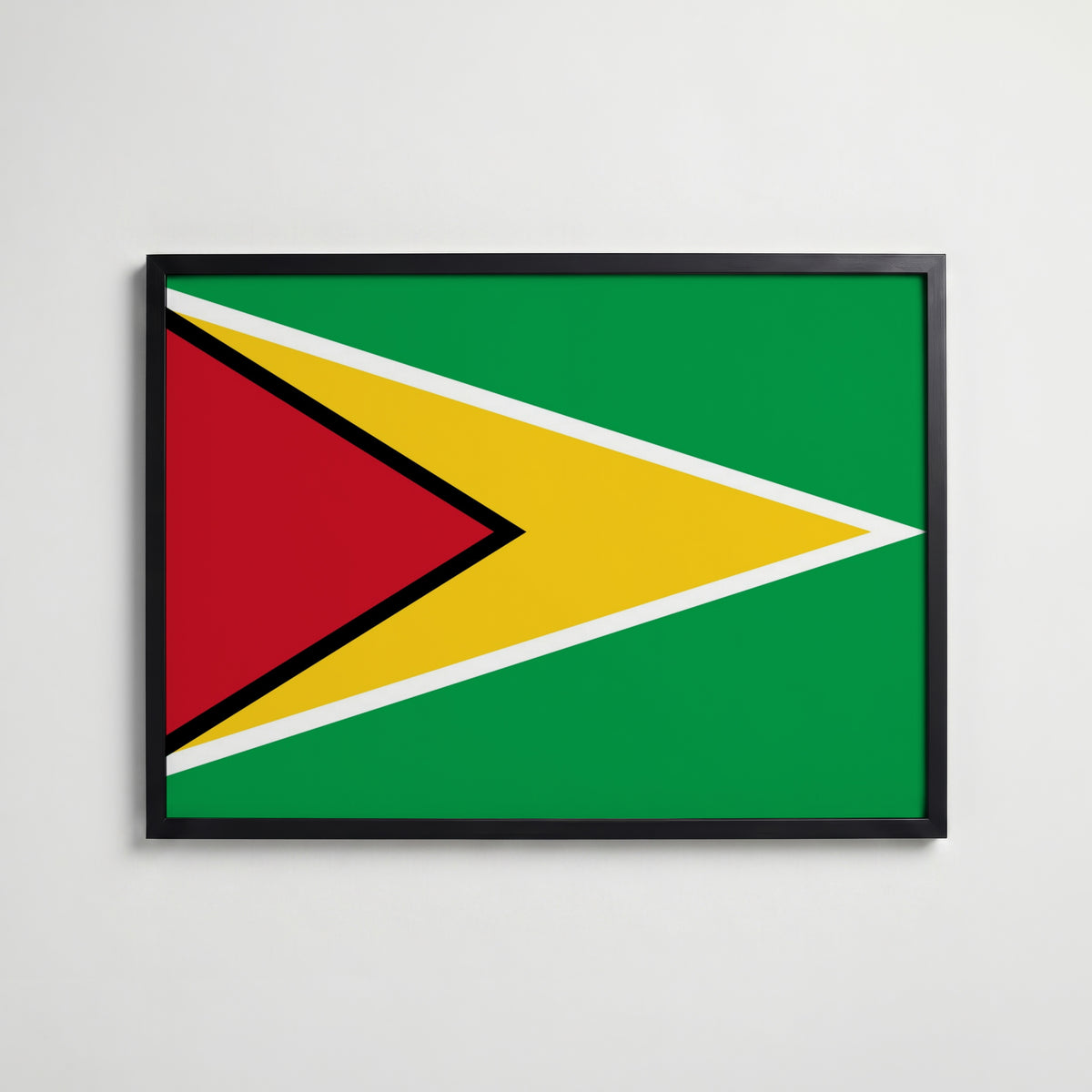 Guyana National Flag Poster i svart ram – stilren konsttryck som väggdekor från Bozetto