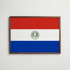 Paraguay National Flag Poster i valnötsram – varm konstaffisch för hemmet från Bozetto