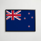New Zealand National Flag Poster i svart ram – stilren konsttryck som väggdekor från Bozetto