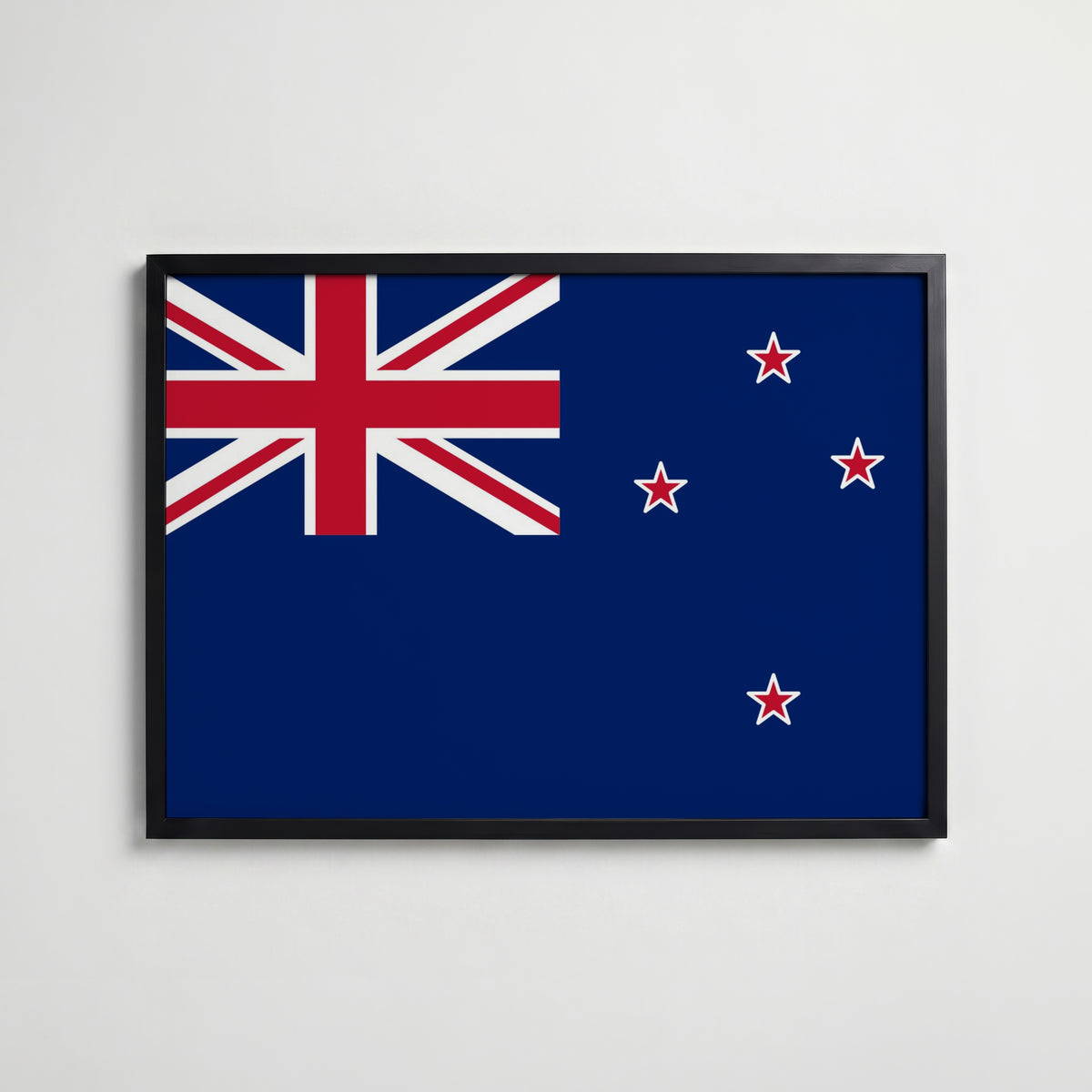 New Zealand National Flag Poster i svart ram – stilren konsttryck som väggdekor från Bozetto