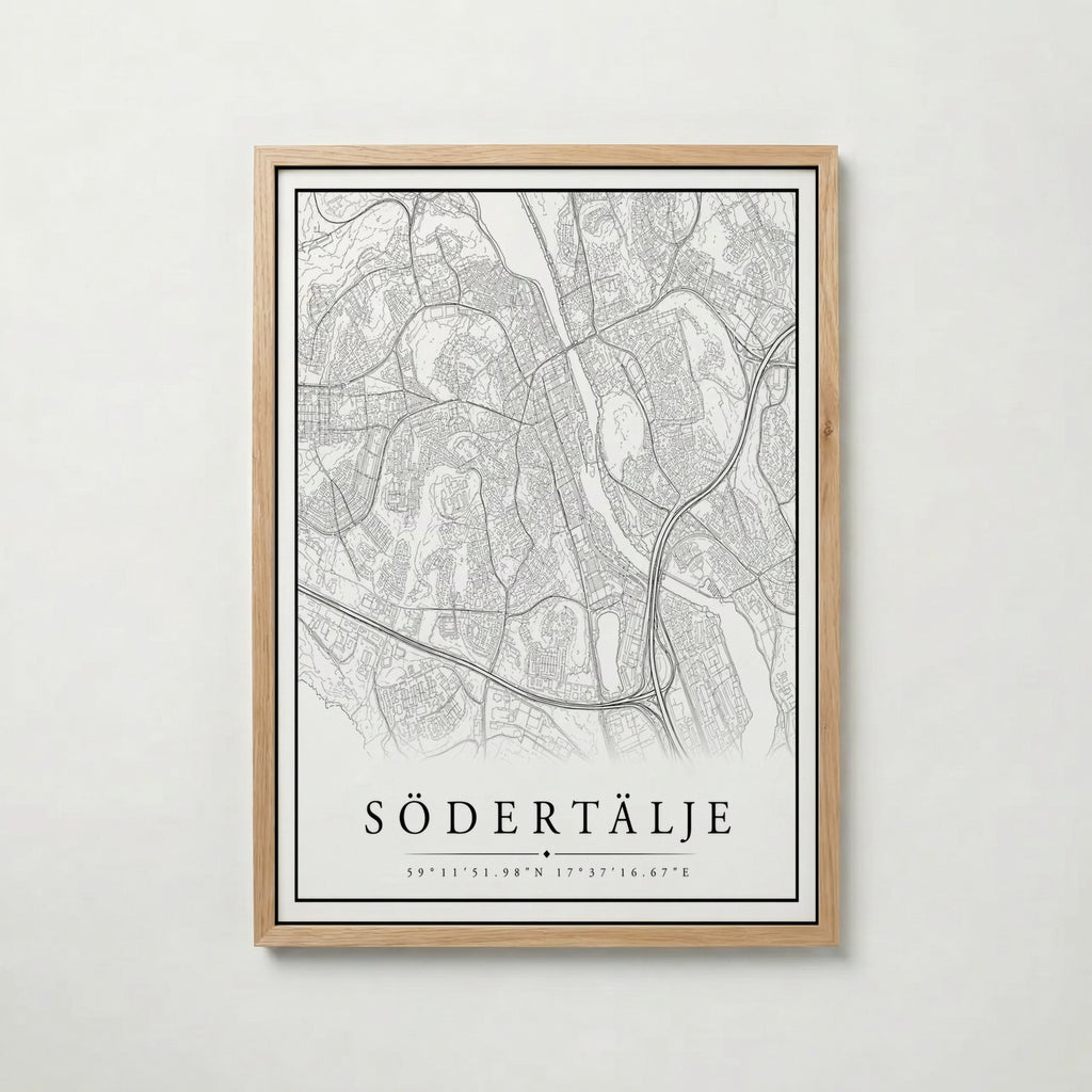 Södertälje Karta poster i olika storlekar – köp enkelt hos Bozetto i hög kvalitet