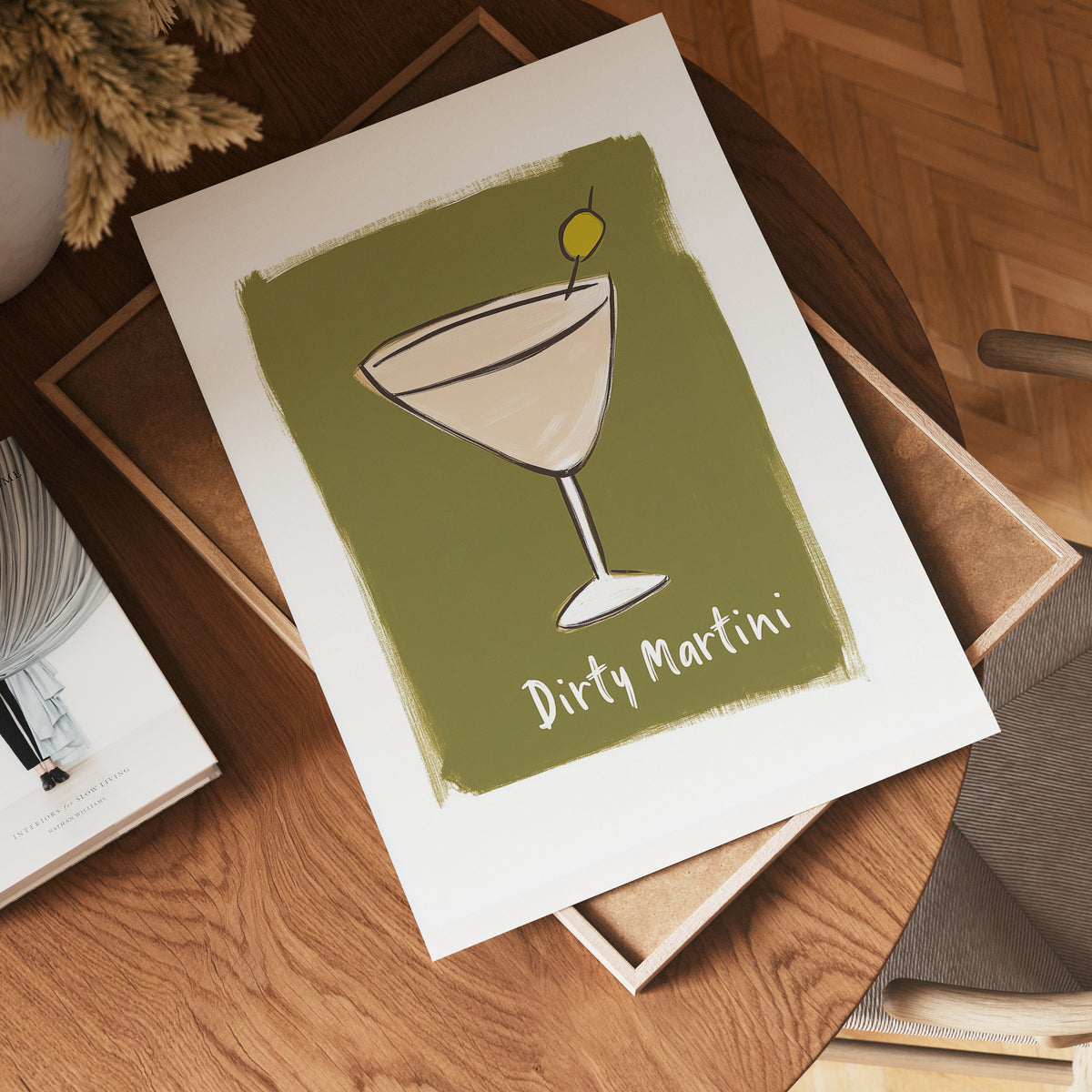 Dirty Martini – stilfullt konsttryck från Bozetto, tryckt på matt finpapper i hög tryckkvalitet