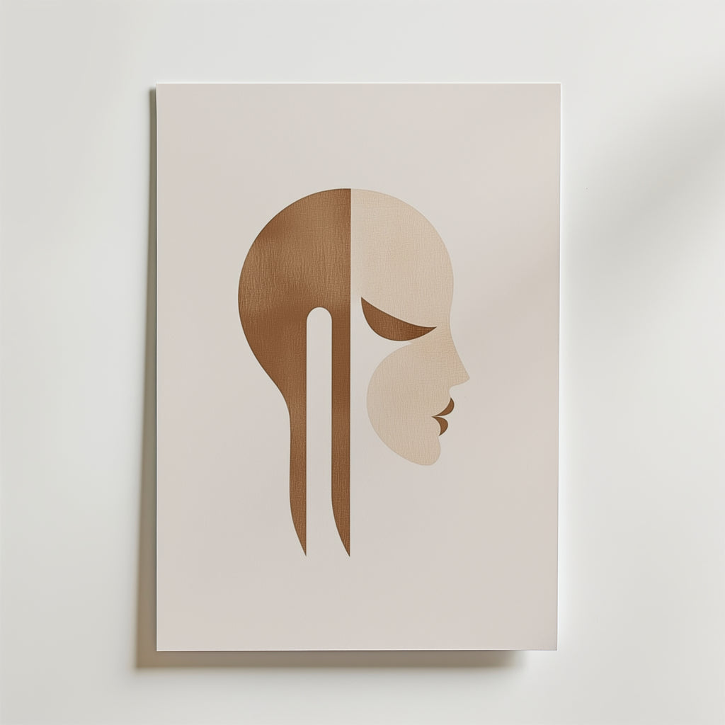 Abstract Side Portrait – stilfullt konsttryck från Bozetto, tryckt på matt finpapper