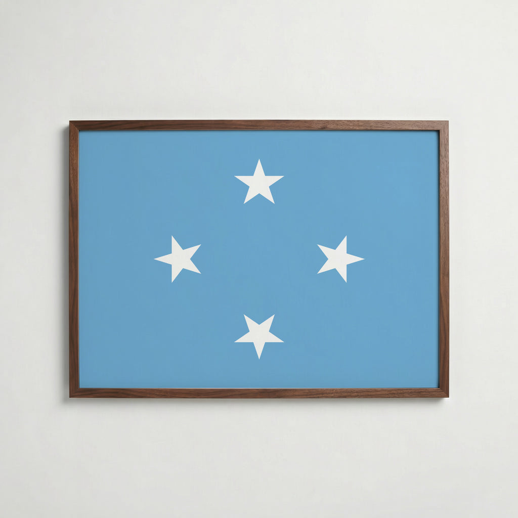 Micronesia National Flag Poster i valnötsram – varm konstaffisch för hemmet från Bozetto