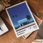 Väggmockup med Hiroshi Nagai Barber Shop – köp enkelt hos Bozetto affisch i hög kvalitet
