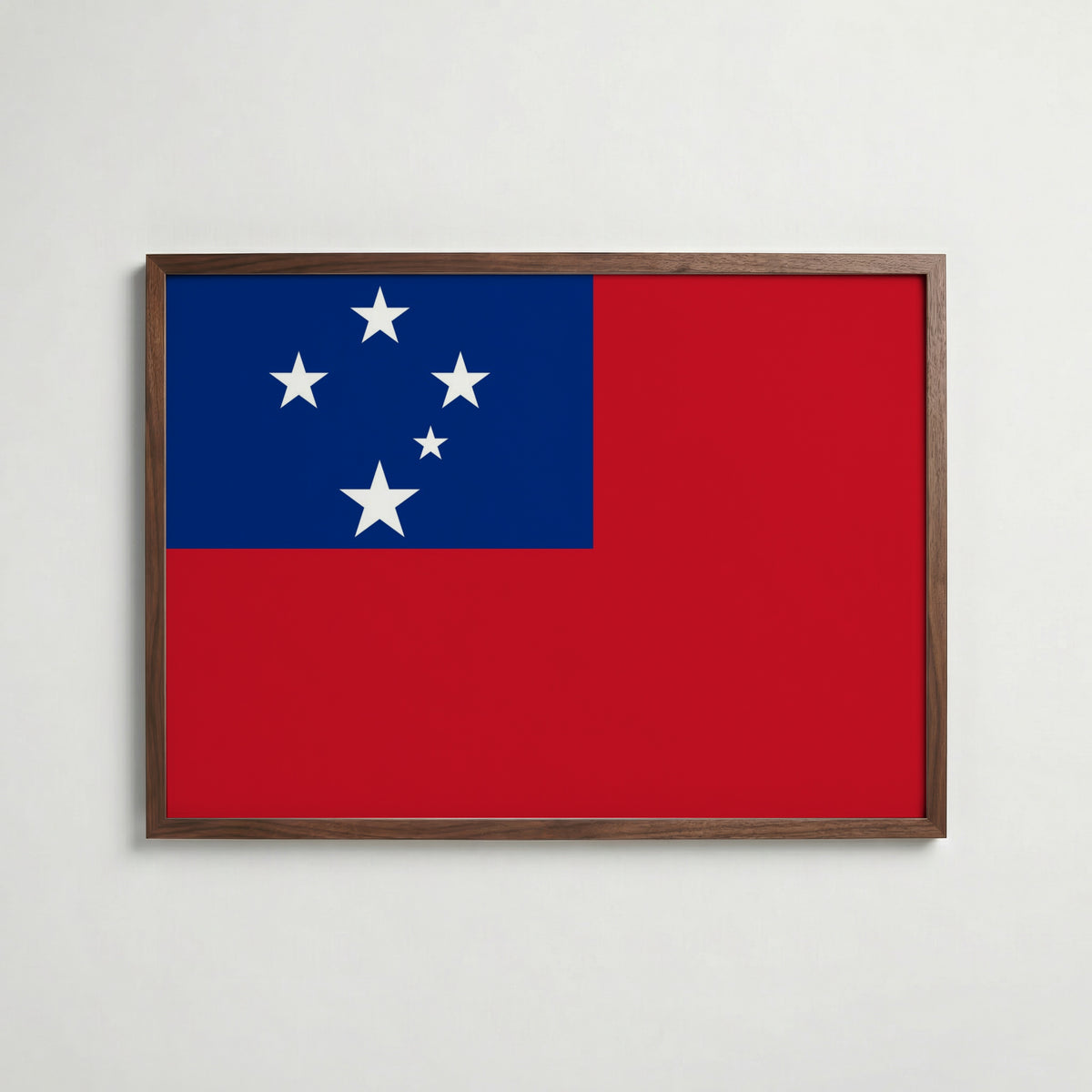 Samoa National Flag Poster i valnötsram – varm konstaffisch för hemmet från Bozetto