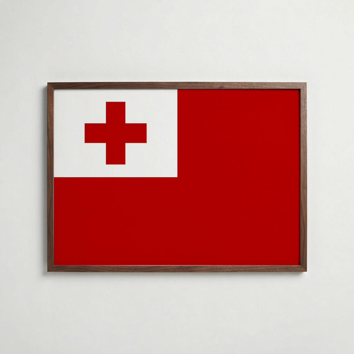 Tonga National Flag Poster i valnötsram – varm konstaffisch för hemmet från Bozetto