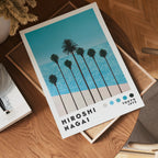 Väggmockup med Hiroshi Nagai Palms by the – köp enkelt hos Bozetto affisch i hög kvalitet