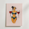 Wine Babe – stilfullt konsttryck från Bozetto, tryckt på matt finpapper i hög tryckkvalitet