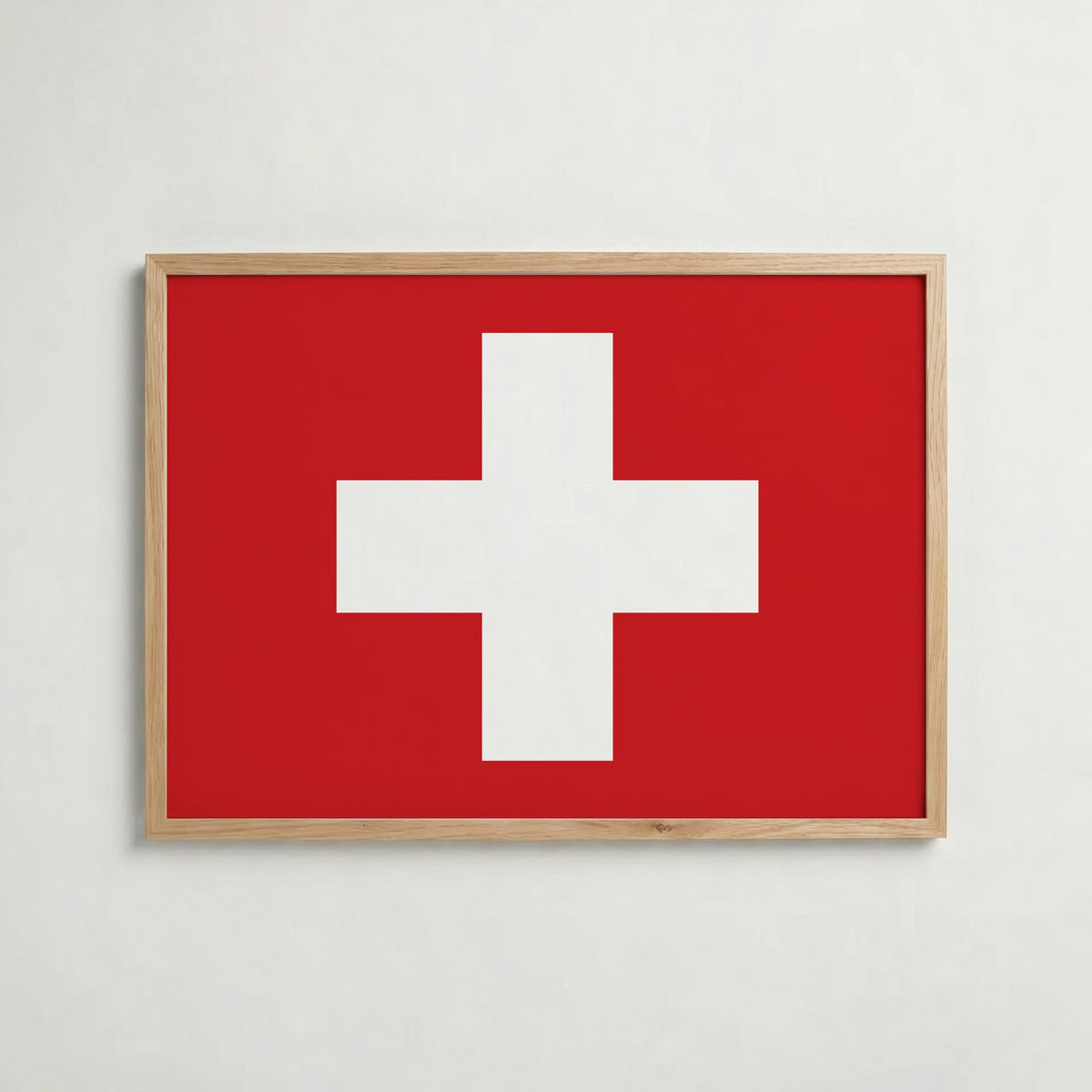 Switzerland National Flag Poster i ekram – inramad konsttryck för stilren inredning hos Bozetto