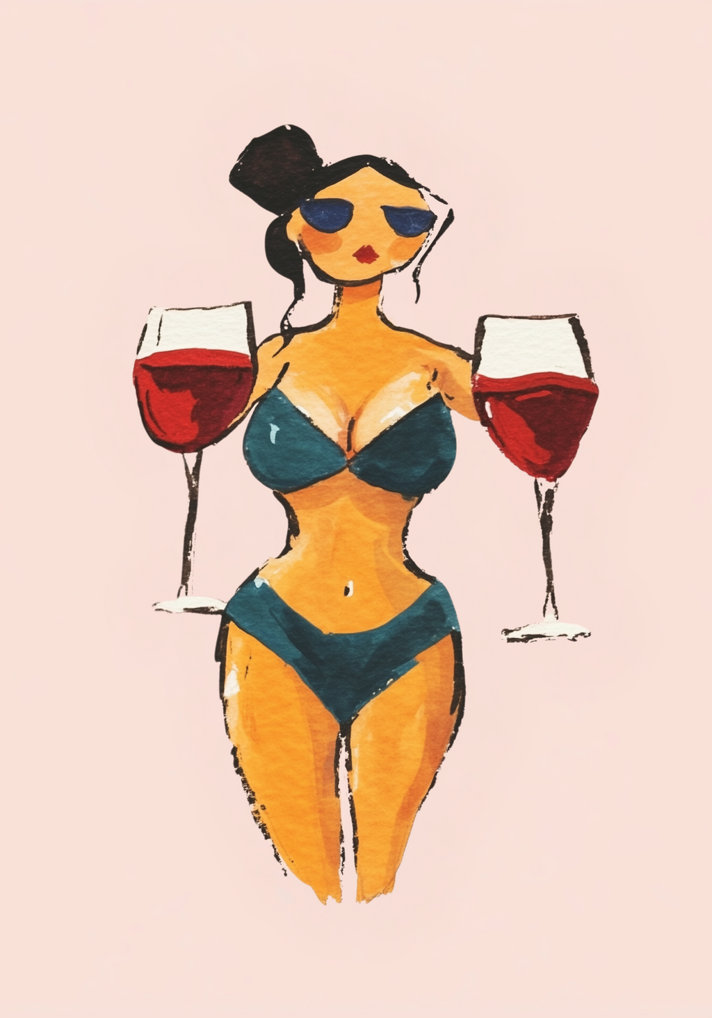 Wine Babe – affisch med snyggt motiv, köp enkelt hos Bozetto i flera storlekar i hög tryckkvalitet