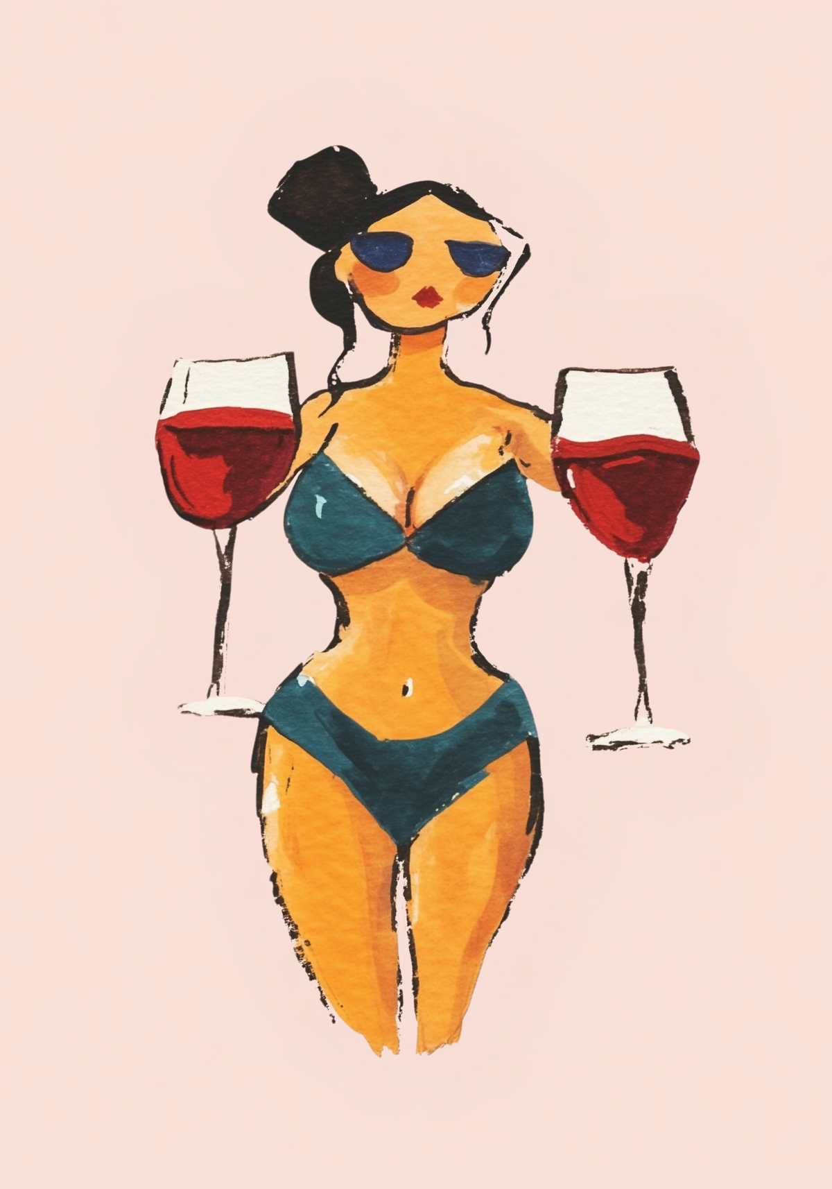 Wine Babe – affisch med snyggt motiv, köp enkelt hos Bozetto i flera storlekar i hög tryckkvalitet