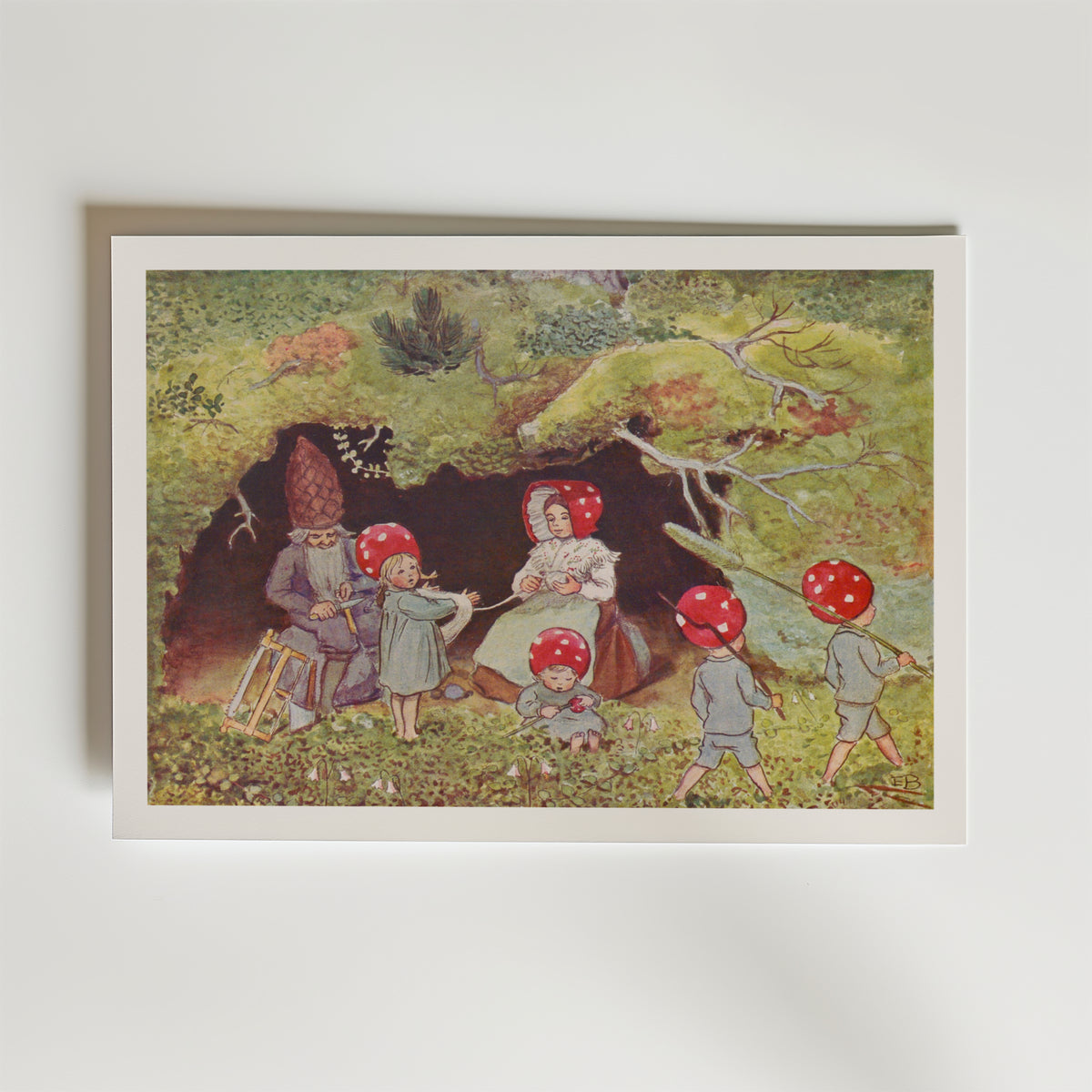 Elsa Beskow Tomtebobarnen vid – stilfullt konsttryck från Bozetto, tryckt på matt finpapper