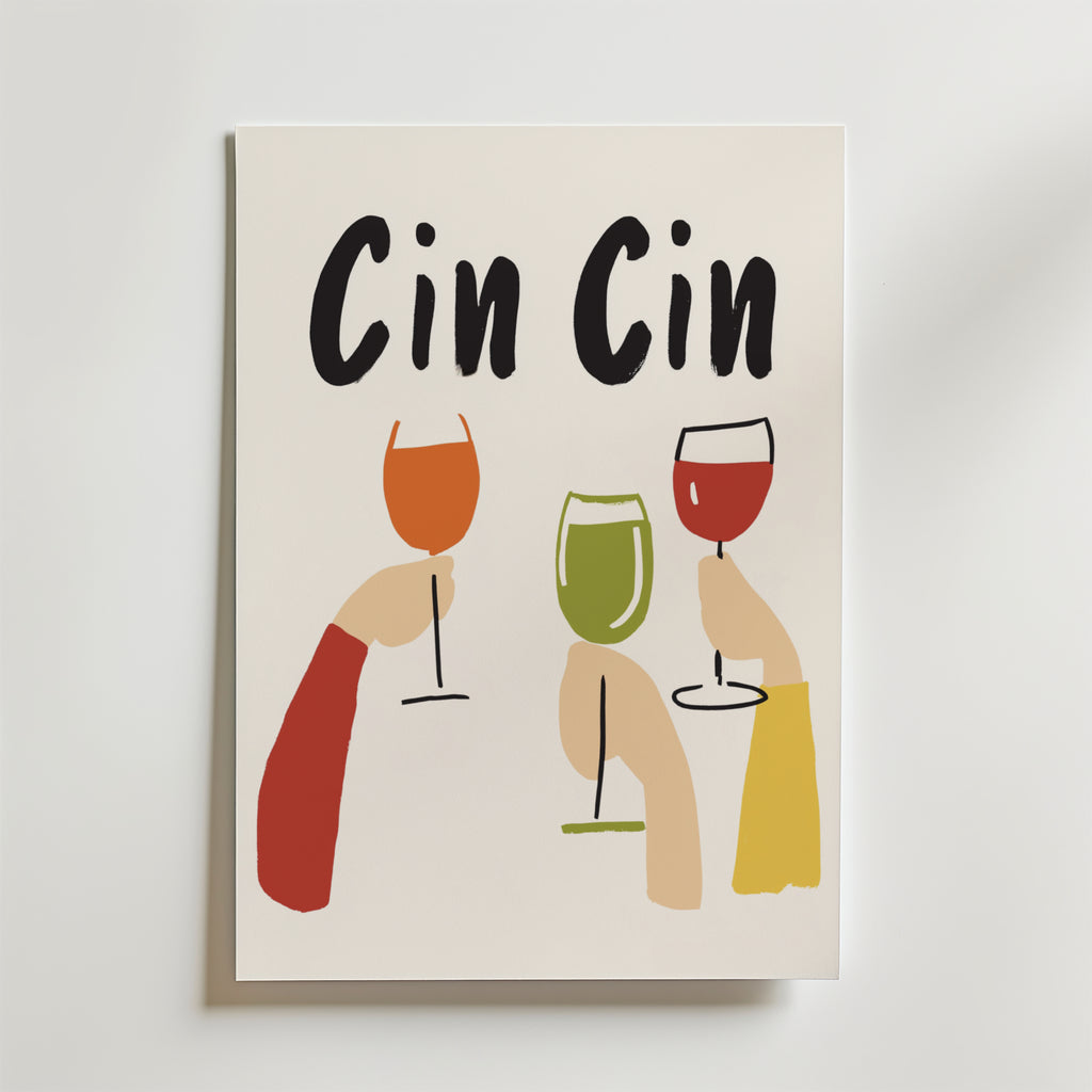 Cin Cin Cheers – stilfullt konsttryck från Bozetto, tryckt på matt finpapper i hög tryckkvalitet