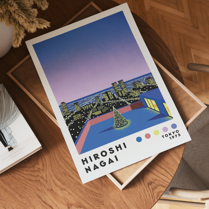 Hiroshi Nagai Rooftop Christmas Lights Poster