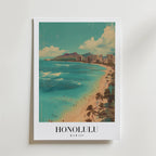 Waves Of Honolulu – stilfullt konsttryck från Bozetto, tryckt på matt finpapper i hög tryckkvalitet