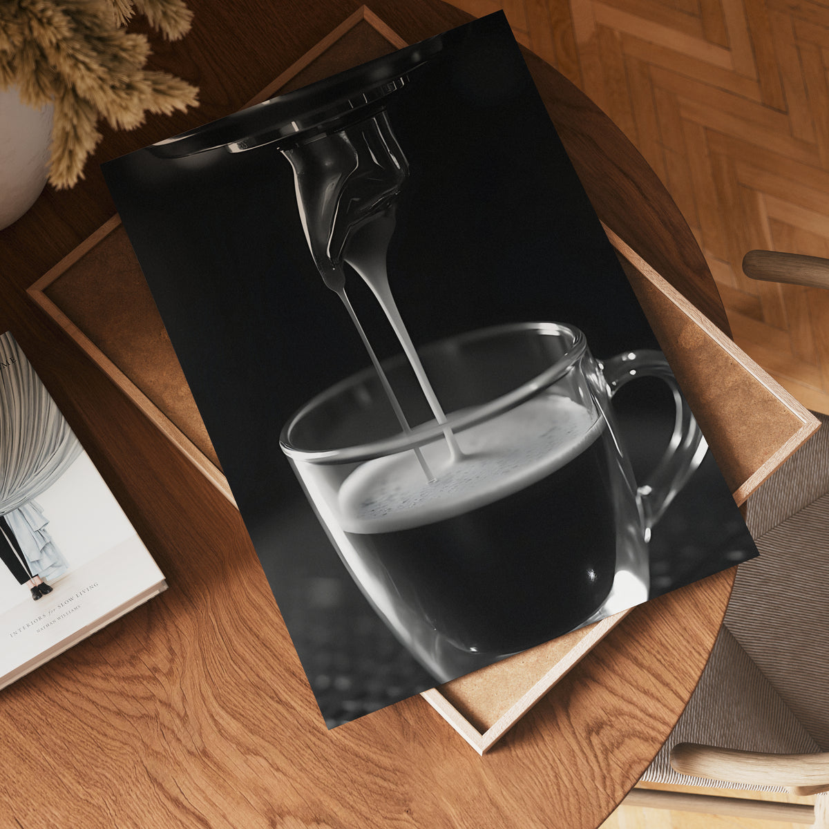 Espresso Pour poster visad rakt fram – Bozetto affisch i hög tryckkvalitet i hög tryckkvalitet