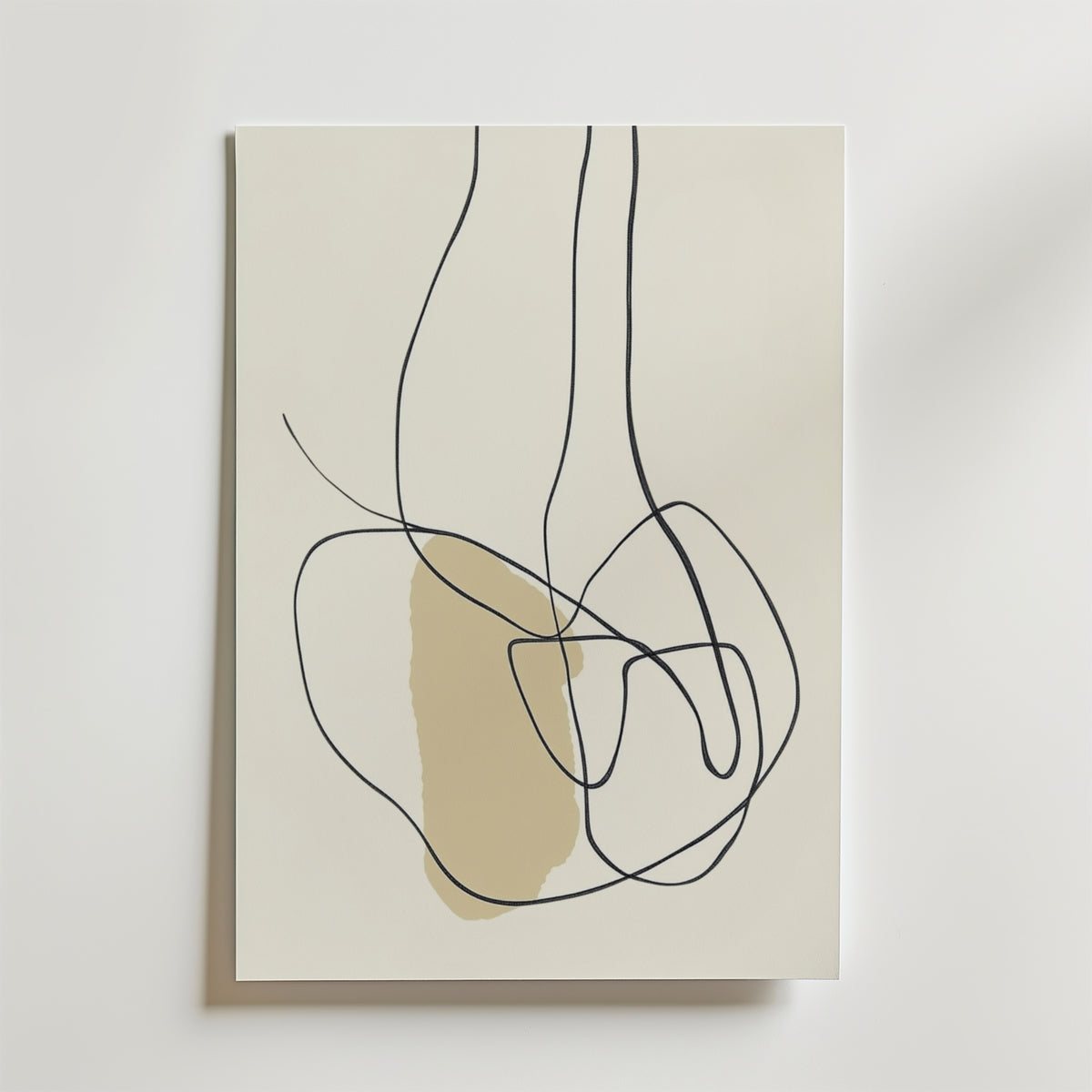 Beige Abstract Line Motion – stilfullt konsttryck från Bozetto, tryckt på matt finpapper