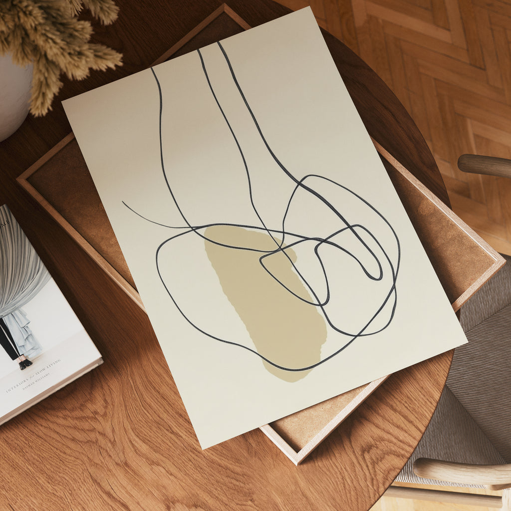 Beige Abstract Line Motion poster visad rakt fram – Bozetto affisch i hög tryckkvalitet