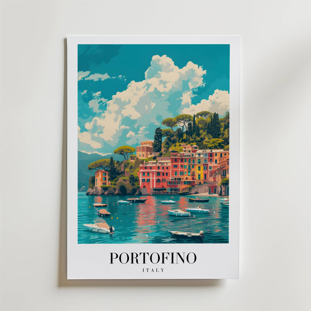 Golden Reflections Of Portofino affisch på neutral bakgrund – poster från Bozetto