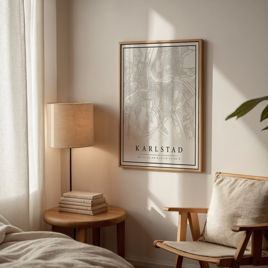 Karlstad Karta poster i stilrent hem med modern inredning – köp enkelt hos Bozetto