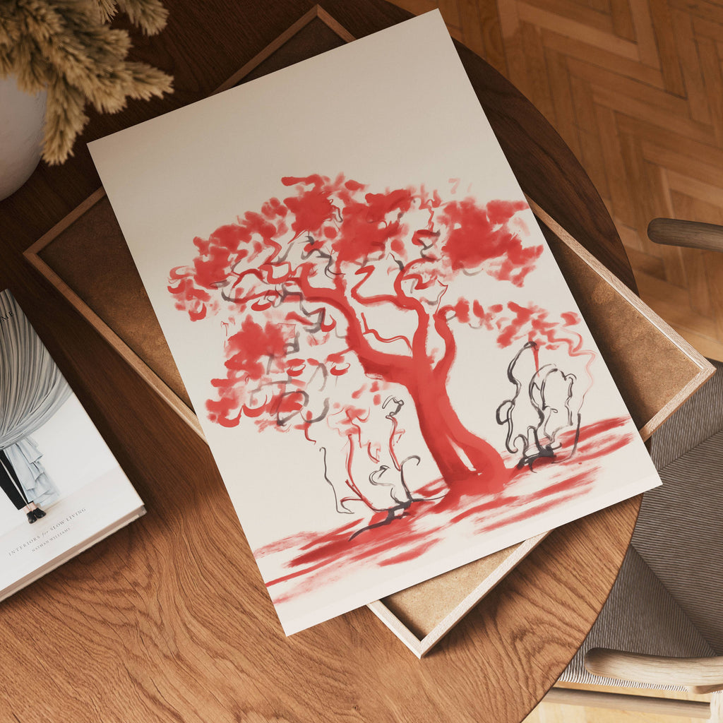 Red Harmony Tree poster visad rakt fram – Bozetto affisch i hög tryckkvalitet i hög tryckkvalitet