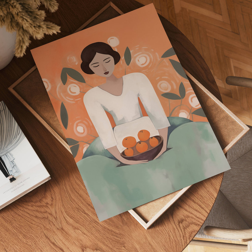 Woman with Oranges poster visad rakt fram – Bozetto affisch i hög tryckkvalitet i hög tryckkvalitet
