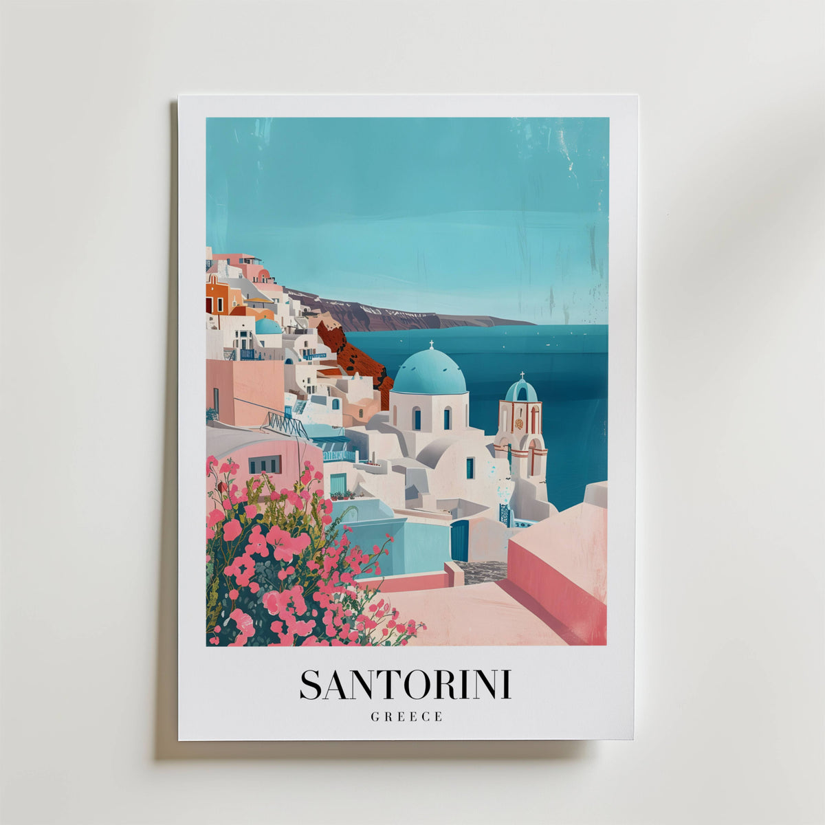 The Santorini – stilfullt konsttryck från Bozetto, tryckt på matt finpapper i hög tryckkvalitet