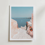 Santorini Horizon Path – stilfullt konsttryck från Bozetto, tryckt på matt finpapper