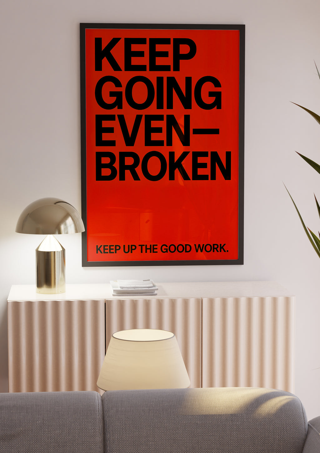 Keep Going Even Broken – affisch med stilfullt motiv från Bozetto i hög kvalitet