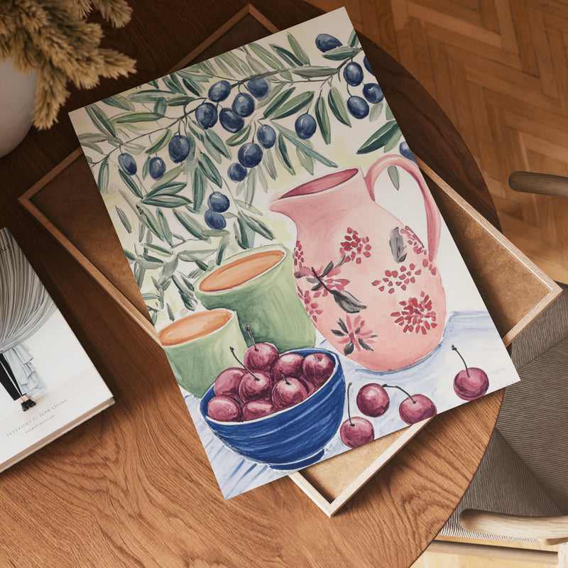 Watercolor Fruit And Olive Poster