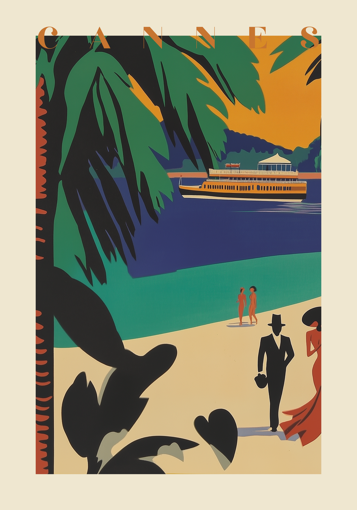 Art Deco Cannes – affisch med snyggt motiv, köp enkelt hos Bozetto i flera storlekar
