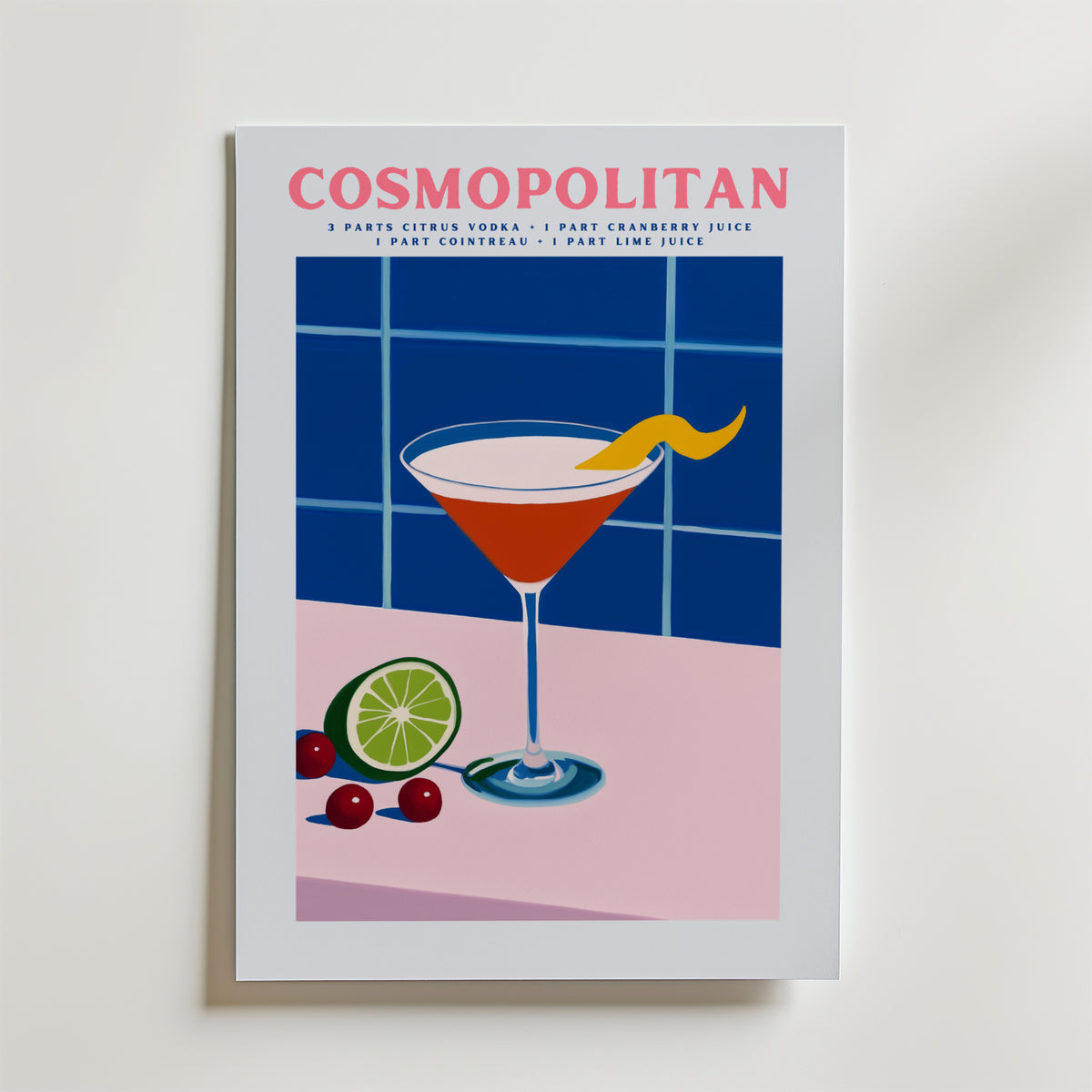 Cosmopolitan Cocktail – stilfullt konsttryck från Bozetto, tryckt på matt finpapper