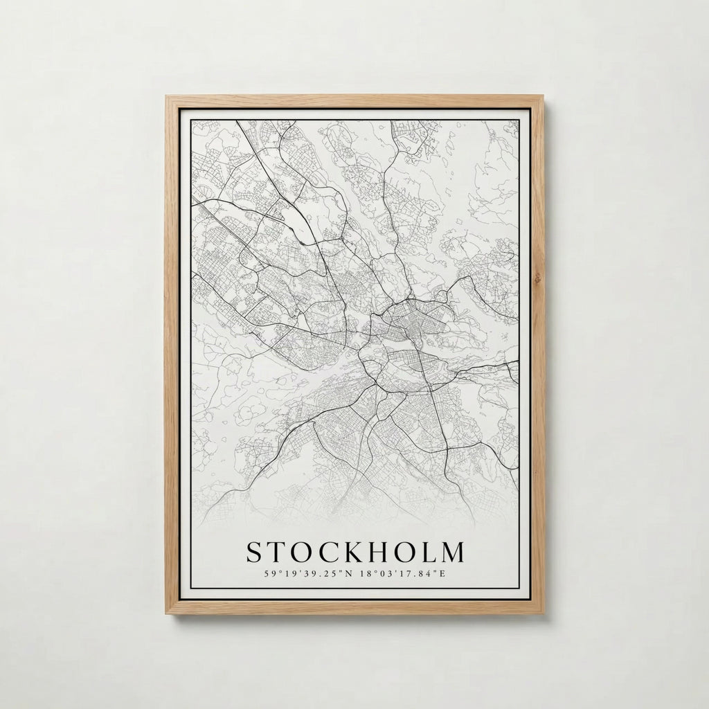Stockholm Karta poster i olika storlekar – köp enkelt hos Bozetto i hög kvalitet