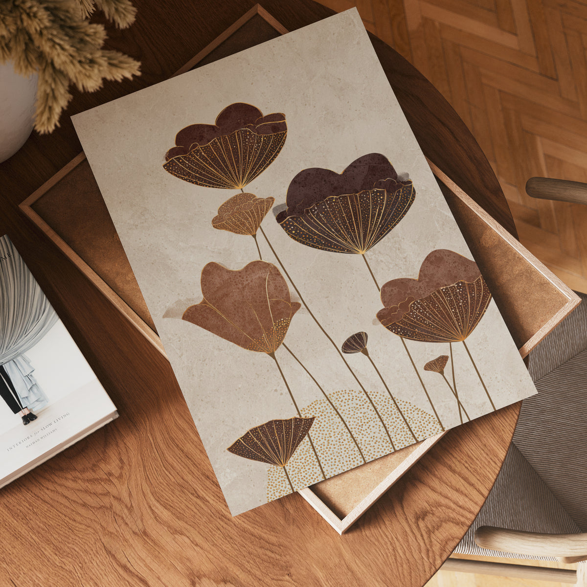 Golden Lotus Silhouette – affisch med stilfullt motiv från Bozetto i hög kvalitet
