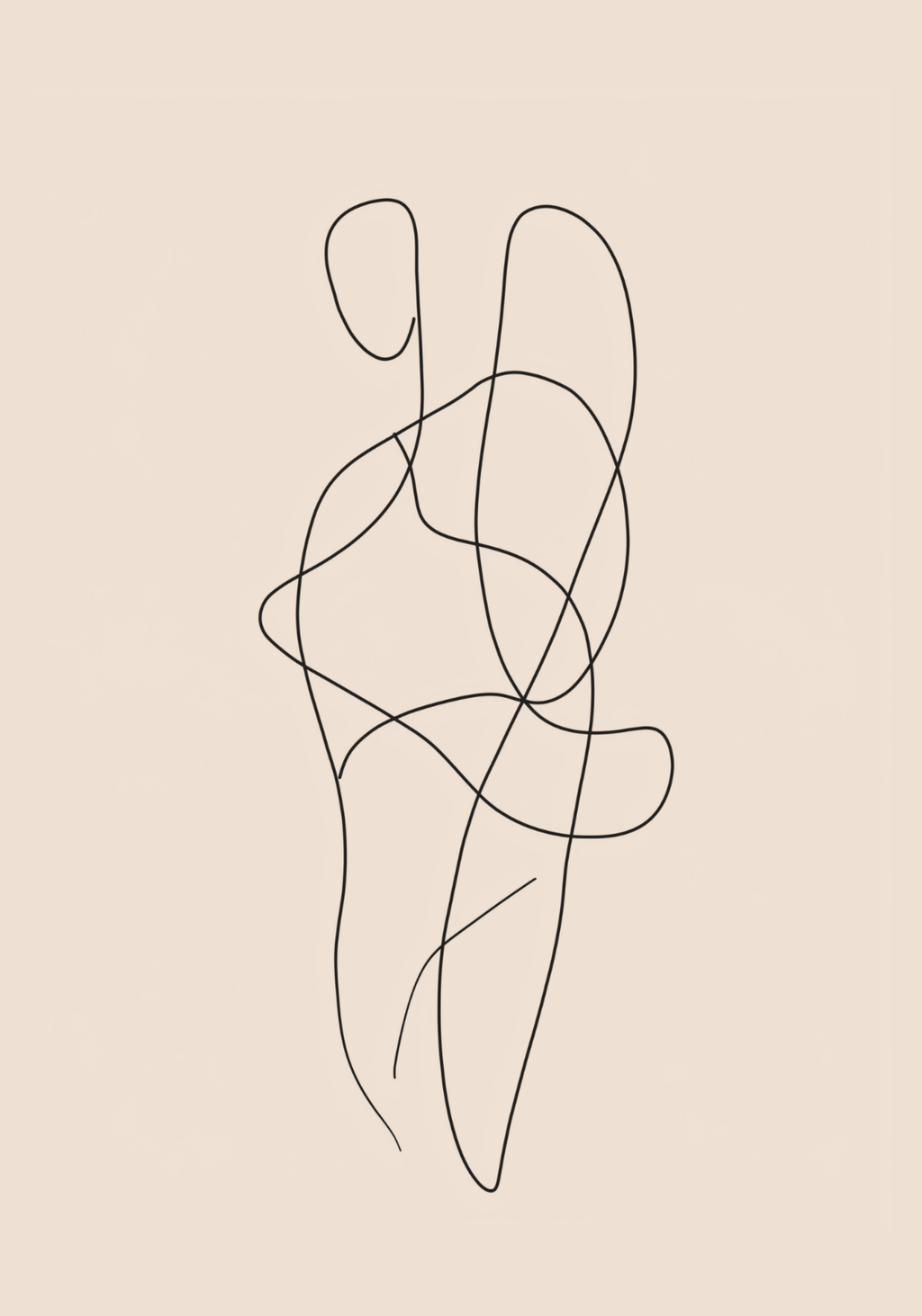 Entwined Bodies Line Art poster visad rakt fram – Bozetto affisch i hög tryckkvalitet