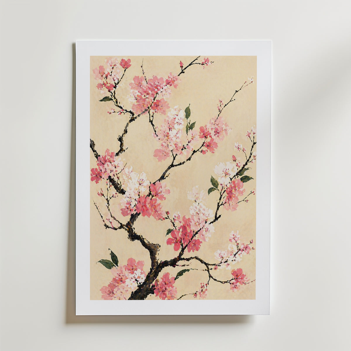 Cherry Blossom Branch affisch inramad i neutral ram – konsttryck från Bozetto – nr 1