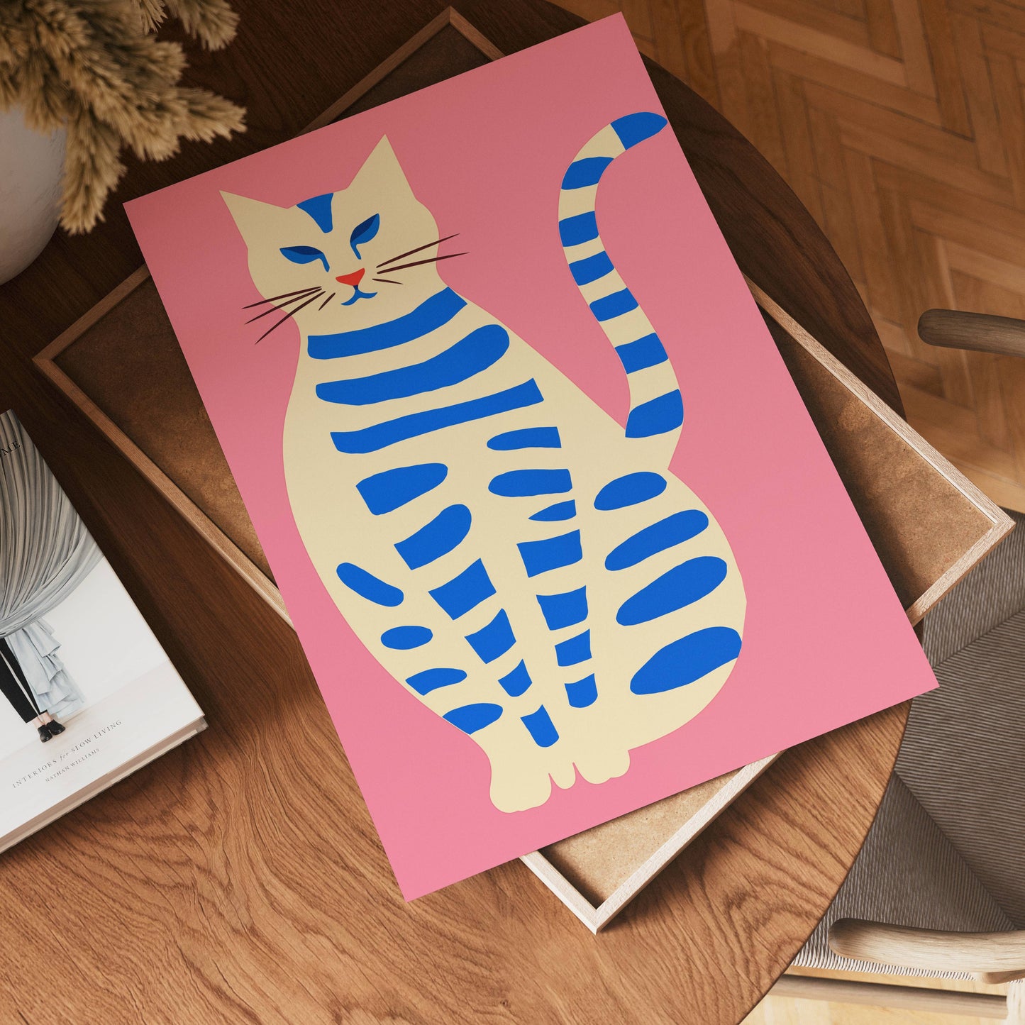 Blue Striped Cat Poster