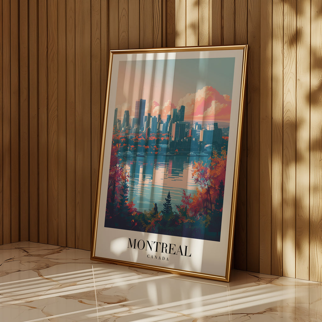 Mockup av Whispers Of Montreal affisch på vägg – köp enkelt hos Bozetto i hög kvalitet