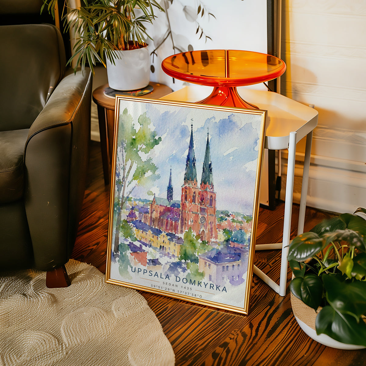 Uppsala Domkyrka affisch i ljust minimalistiskt vardagsrum – köp enkelt hos Bozetto